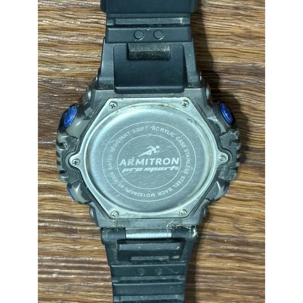 Armitron Pro Sport 40/8309 Dual Time Quartz Digital Men's Watch New Battery Blue - Picture 6 of 9